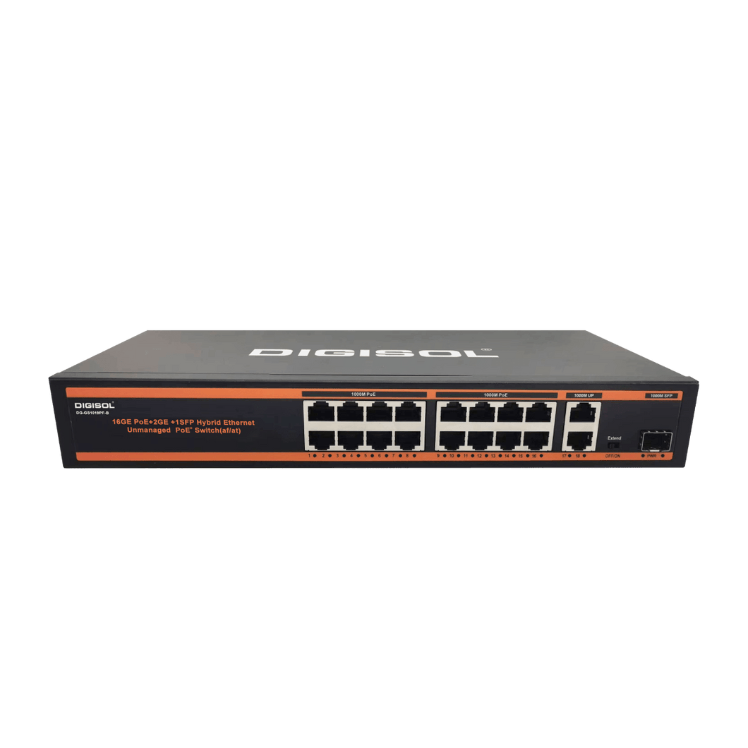 Digisol Poe Switch 16 Port (16 GE + 2 GE + 1 SFP Port) DG-GS1019PF-B