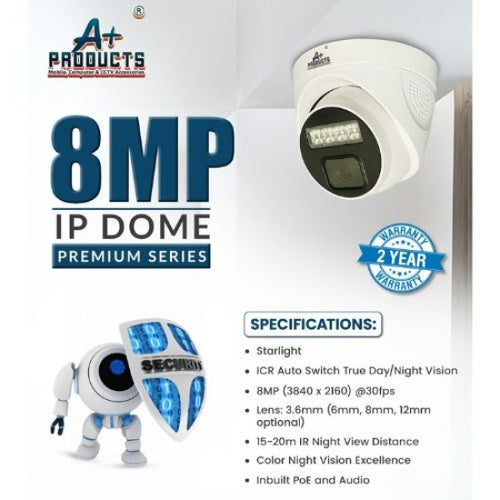 A+Products IP 8MP ColorVu Dome Camera 3.6mm With Audio (AP-CV-IP-8MP-D01)