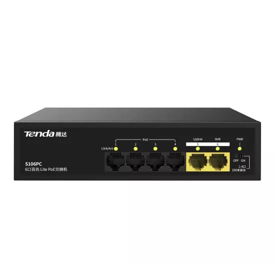 Tenda Poe Switch 4 Port (4 FE + 2 FE Port) S106PC
